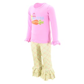 Unique Baby Eggstra Adorable traje de Pascua con volantes para niñas, Amarillo Plaid, 3 Años