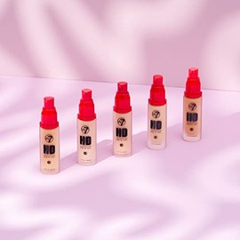 W7 W7 Cosmetics | Base HD | Fórmula mate rica y cremosa | Cobertura media duradera | Disponible en 20 tonos | Beige arena | Maquillaje de base líquida vegana libre de crueldad animal