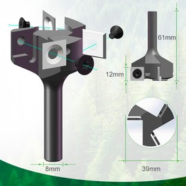BALUGAEA RPM16000 Face Cutter 8 mm Shank 3 Teeth 39 mm Diameter Planer Cutter for Router with 12 x 12 x 2.2 mm Reversible Plates for Wood MDF Hardwood Plastics