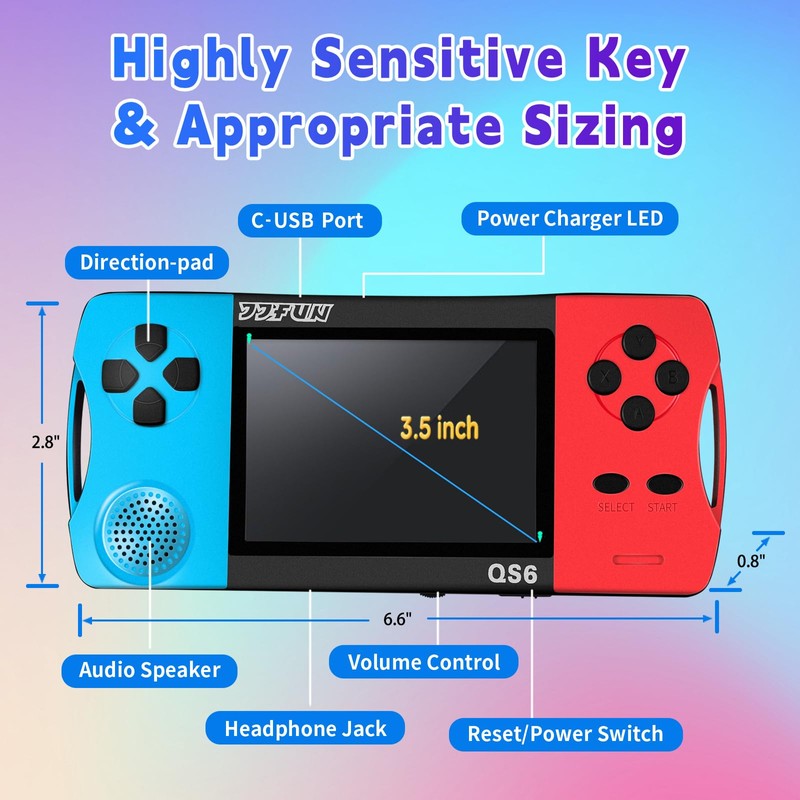 SNONBROS Handheld Game Console for Kids 3.5" IPS Large Screen