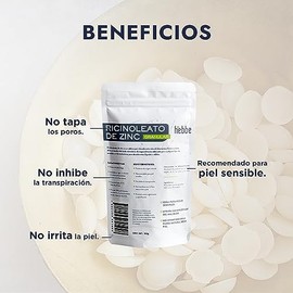 HEBBE - Ricinoleato de Zinc 100 g | No Obstruye Poros | No Inhibe Transpiración | No Irrita la Piel | Recomendado para Piel Sensible | Desodorante Nat