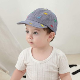 PESAAT Summer Baby Boy Baseball Hat Dinosaur Infant Visor Caps Cotton Toddler Boys Sun Hats (Embroidered Dinosaur, 50cm)