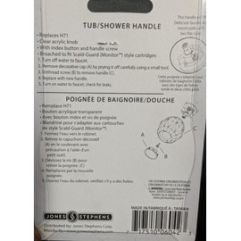 Jones Stephens Acrylic Single Knob Handle, Delta Monitor Compatible, Tub and Shower Faucet Replacement