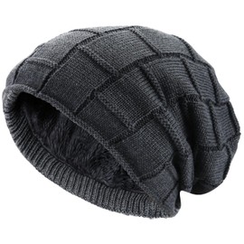 Hatstar Warm Lined Women's Beanie | Men's Hat Winter Hat | Unisex Knitted Hat | Braided Pattern with Fleece Lining, darkgray