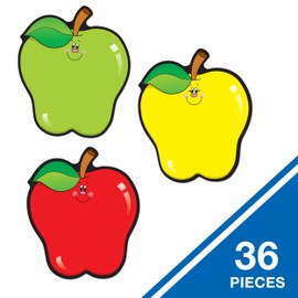 Carson Dellosa 36PC Apple Cutouts, Red, Yellow, and Green Back to School Decorations for White Board, Name Tags, Seasonal Classroom Decor and Teacher Supplies