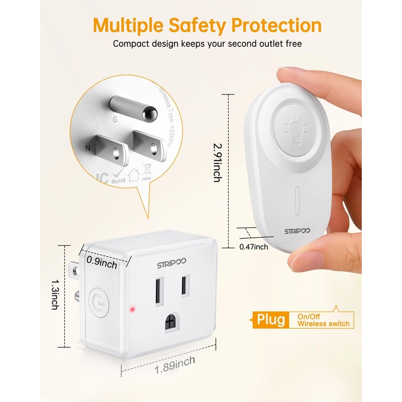 STRIPOO Wireless Garbage Disposal Switch Kit, Detachable Wall Mounted Remote