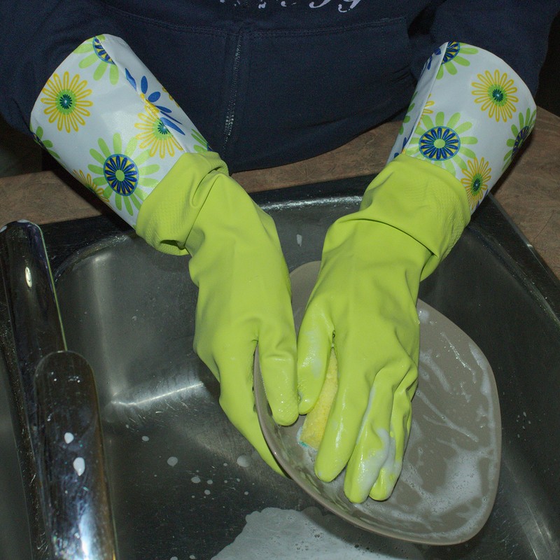 P:31 Maison Reusable Waterproof Household Latex Cleaning Gloves, Long Cuff,
