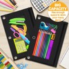 3-Ring Pencil Pouch, 2 Pack Black Bulk Pencil Case, Pencil