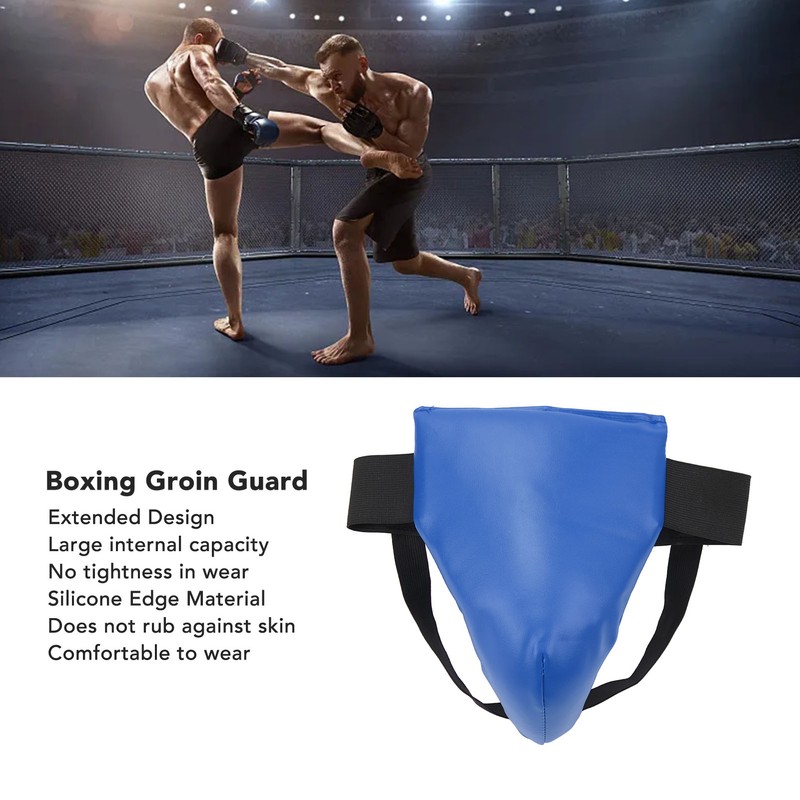 Groin Guard PU Leather Adjustable Elastic Band Boxing Groin Protector