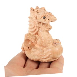 Levemolo Zodiac Dragon Decorative Ornaments Wood Dragon Craft Chinese Dragon Decors Wealth Prosperity Ornament Decorative Dragon Figurine Wood Chinese Dragon Wood Dragon Statue Office Decor