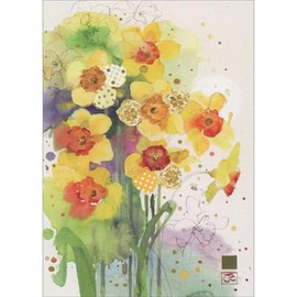 Bug Art Yellow and Orange Daffodils Blank Note Card