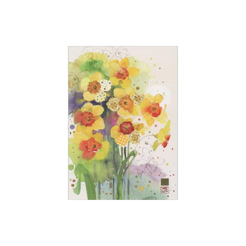 Bug Art Yellow and Orange Daffodils Blank Note Card