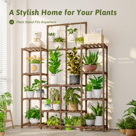GENTINGBRO Plant Stand Indoor Outdoor 63" Tall Plant Shelf for Plants 12-Tier Large Plant Sheves for Living Room Heavy Duty Plant Rack Garden Balcony Patio Hanging Planter