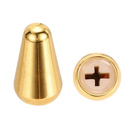MECCANIXITY 2Pcs ST Guitar 3/5 Way Pickup Switch Tip Cross Hole ID 0.19 x 0.15" Metal Toggle Switch Knobs Cap for Electric Guitar Replacement Parts, Gold
