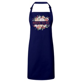 fabulous Premium Kitchen Apron Bride To Be Future Bride Wedding Bride Floral Bouquet, navy