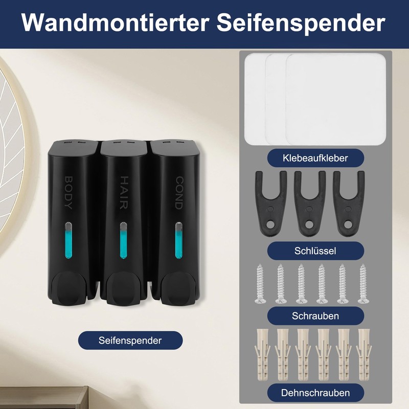 Soap Dispenser ABS 3 x 350 ml Manual 3 Chamber