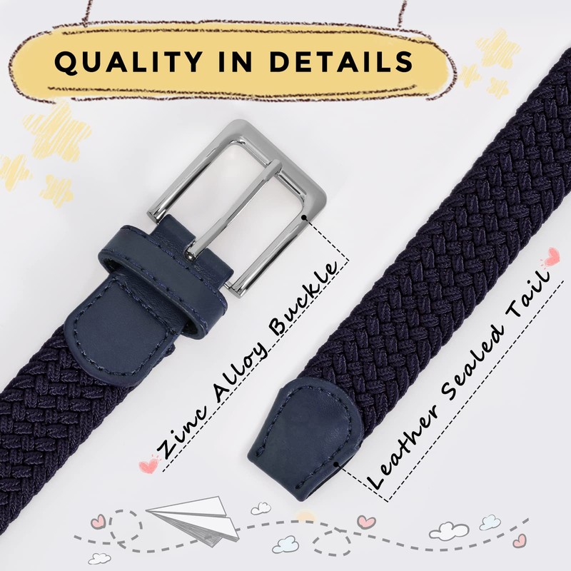 XZQTIVE Children's Stretch Belt for Girls and Boys Braided Belt
