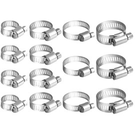 MIAHART Small Hose Clamps Assorted Pack of 14 Adjustable Hose Clamp 10-32mm Assortment Stainless Steel Hose Clamp for Flexible Hose Lines Worm Drive Pipes (4 Sizes)