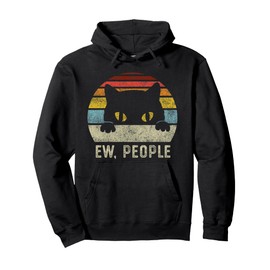 Ew People Retro Cat Funny Vintage Anti Social Introvert Pullover Hoodie