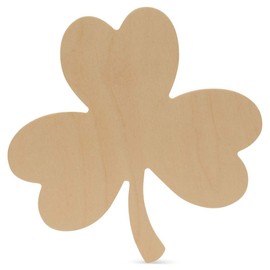 St Patricks Day Decorations, Unfinished Wood Shamrock Cutout, 12 Inches, Wooden Clover Décor, Pack of 6, by Woodpeckers