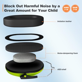 Noise Cancelling Headphones for Kids, Beedove NRR 27dB Noise Sound Protection Headphones for Autism Kids Adult, Noise Reduction Safety Earmuffs for Shooting Mowing Hunting Fireworks(Green)