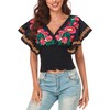 YZXDORWJ Women's Casual V Neck Sexy Elastic Waist Traditional Mexican