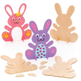 Baker Ross Wooden Rabbit Stand (6 Pack) - Kids Crafts and Decorating AR974