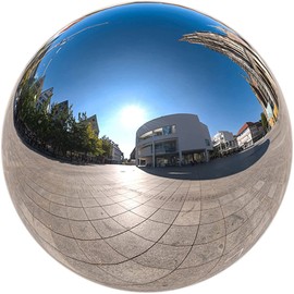 Nerien 12 Inch Gazing Ball, Stainless Steel Garden Mirror Globe, Polished Ornament Sphere, Hollow Floating Reflective Hemisphere, Home Outdoor Pond Housewarming Swimming Pool Decoration Gifts, Silver