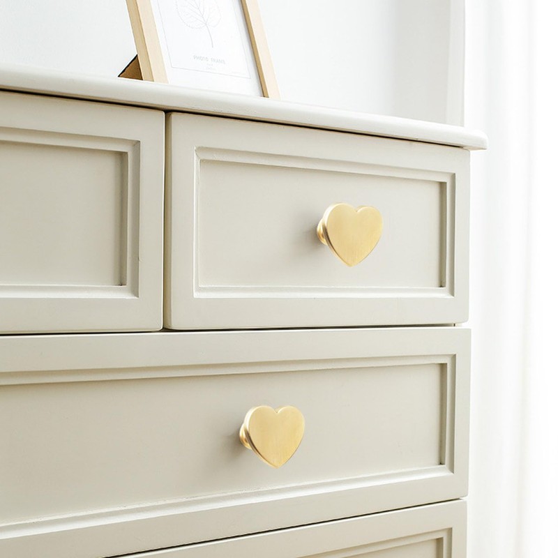 YYMSEN 6 Pcs Brass Heart-Shaped Gold Cabinet Knobs, Suitable for