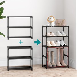 Autonomier 3 Tier Extra Small Shoe Rack (16.3" Wide), Narrow Stackable Shoe Shelf for Kids Toddler Adult, Lightweight Shoe Rack Stand for Closet Dorm Storage Organizer, Front Door Entrance, Entryway