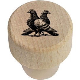 19mm 'Pigeon Friends' Wooden Bottle Stopper/Cork (BS00032017)