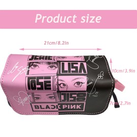 SDECRW Black-pink pencil case, beautiful large capacity pencil case, anime pencil case, pencil case with zip, with multiple compartments, pencil case organiser for boys, girls, students, office