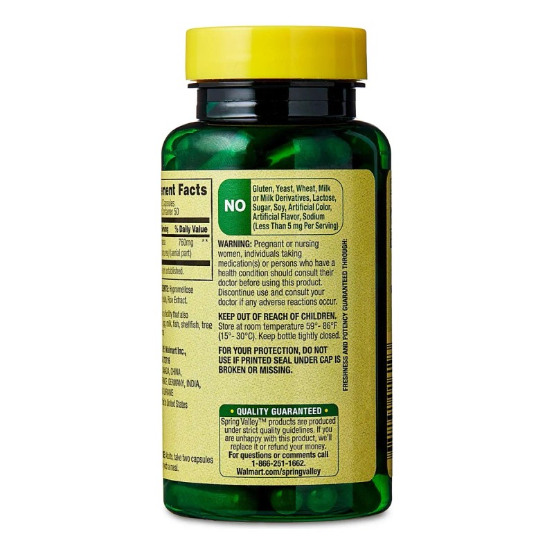 SPRING VALLEY Echinacea Extract 760mg - 100 Cap Sabor Sin