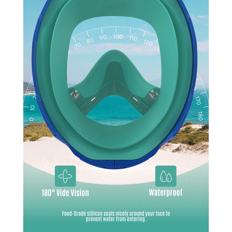 G2RISE® Children's Snorkel Mask, Full Mask, 6-10 Years, Foldable Snorkel