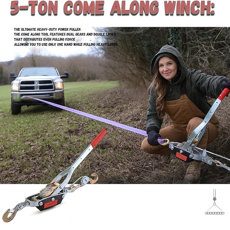 Voyager Tools 5 Ton Hand Puller Heavy Duty Winch Pull