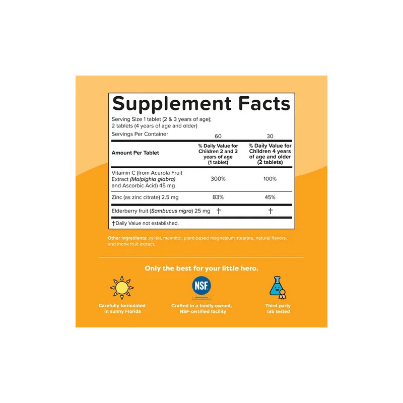 Renzo's Vitamin C Para Niños Con Saúco Y Zinc 60