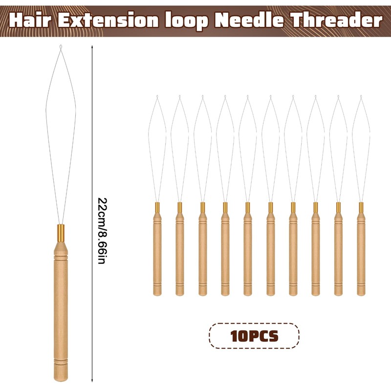 Sibba 10pcs Hair Extension Loop Threader Tools, Needle Threader Wire