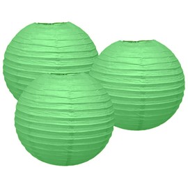 Pack of 3 Round Paper Lanterns Lamp Wedding Birthday Party Decoration (Light Green, 8"/20CM)
