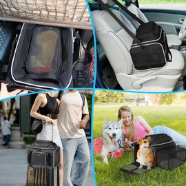 Petskd Petskd Top and Side Expandable Pet Carrier 18x11x11 Inches Delta United Airline Approved, Soft-Sided Carrier for Small Cats and Dogs with Locking Safety Zippers and Anti-Scratch Mesh(Black)