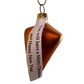 OnHoliday Glass Fortune Cookie Hanging Christmas Tree Ornament