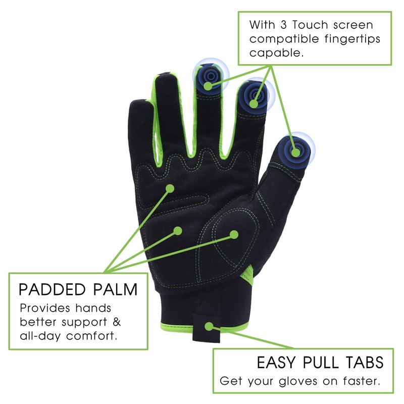 AIGEVTURE Touchscreen Utility Work Gloves for Men and Women -