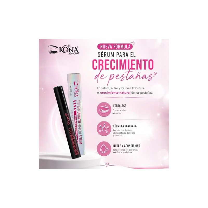 Kona Lashes Suero de Soporte para Crecimiento de Pestañas