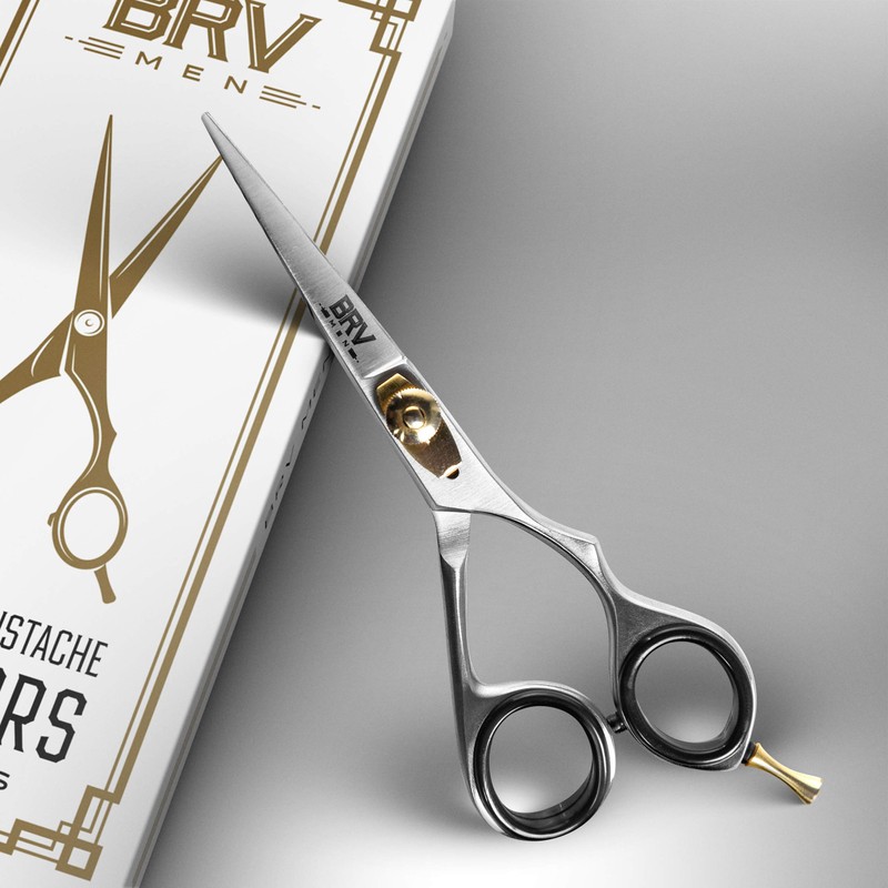BRV MEN Professional Mustache & Beard Trimming Scissors - 5.5"