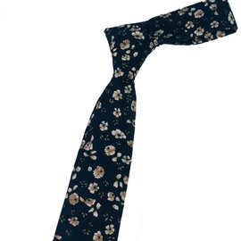 Mantieqingway Men's Cotton Floral Neck Tie 2.56'' Printed Skinny Tie, N-24, 147*6.5*3.8cm