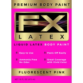 Liquid Latex - Face and Body Paint, Ammonia Free, Easy On and Off, Cosplay Makeup, Create Professional Monster, Zombie Arts 16 Oz (Fluorescent Pink)