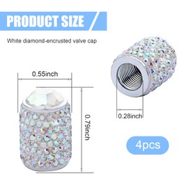 Zikefest 4PCS Bling Tire Valve Caps, Crystal Rhinestone Car Tire Valve Covers, for Women Dustproof Car Wheel Tire Valve Caps, Universal Car Accessories for Cars, Truck, SUV (AB)