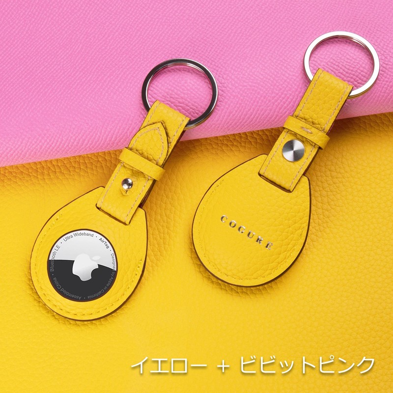 COGURE COPAT-K Charm Keychain, AirTag Case, Genuine Leather, Air Tag