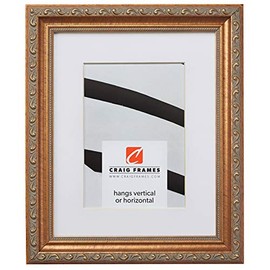 Craig Frames Ancien Ornate, 5 x 7 Inch Antique Gold Picture Frame Matted to Display a 4 x 6 Inch Photo