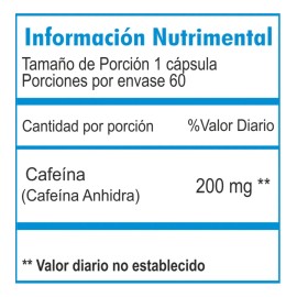 Essentials Cafeina 200 Mg 60 Tabletas Sabor Sin sabor
