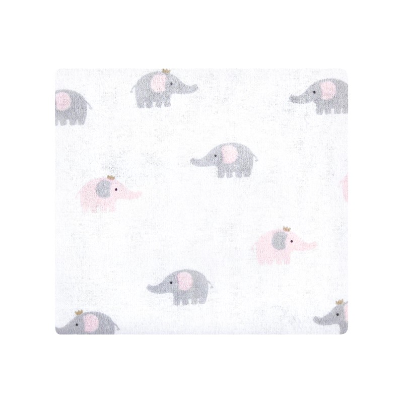 Hudson Baby Cotton Flannel Receiving Blankets Bundle, Pink Gray Elephant